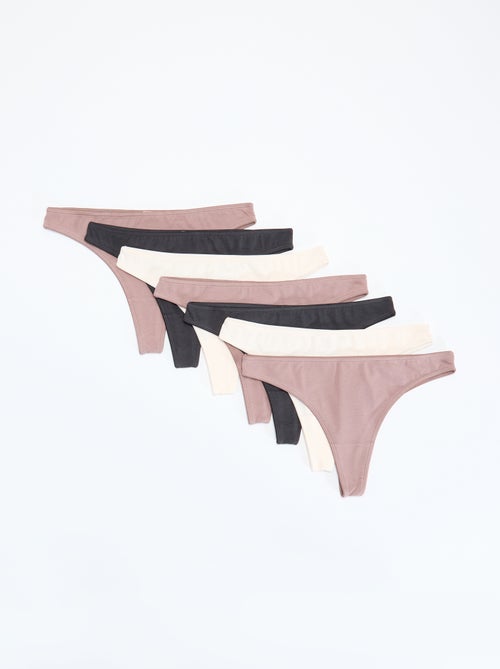 Conjunto de 7 tangas pretas - Kiabi