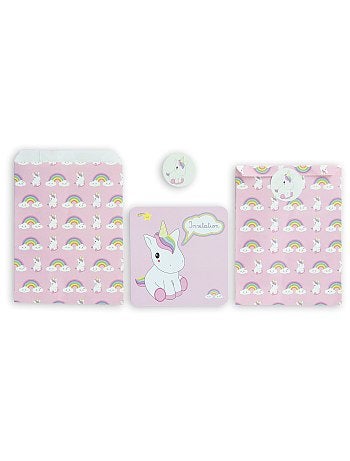 Conjunto de 8 convites 'unicórnios' - Kiabi