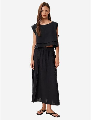 Conjunto de algodão com blusa sem mangas e saia de perna larga istanbul