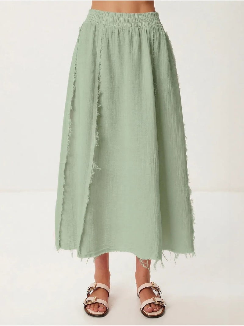 Conjunto de algodão com blusa sem mangas e saia de perna larga istanbul Verde - Kiabi