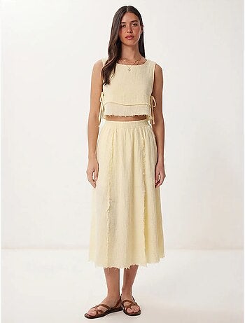 Conjunto de algodão com blusa sem mangas e saia midi istanbul