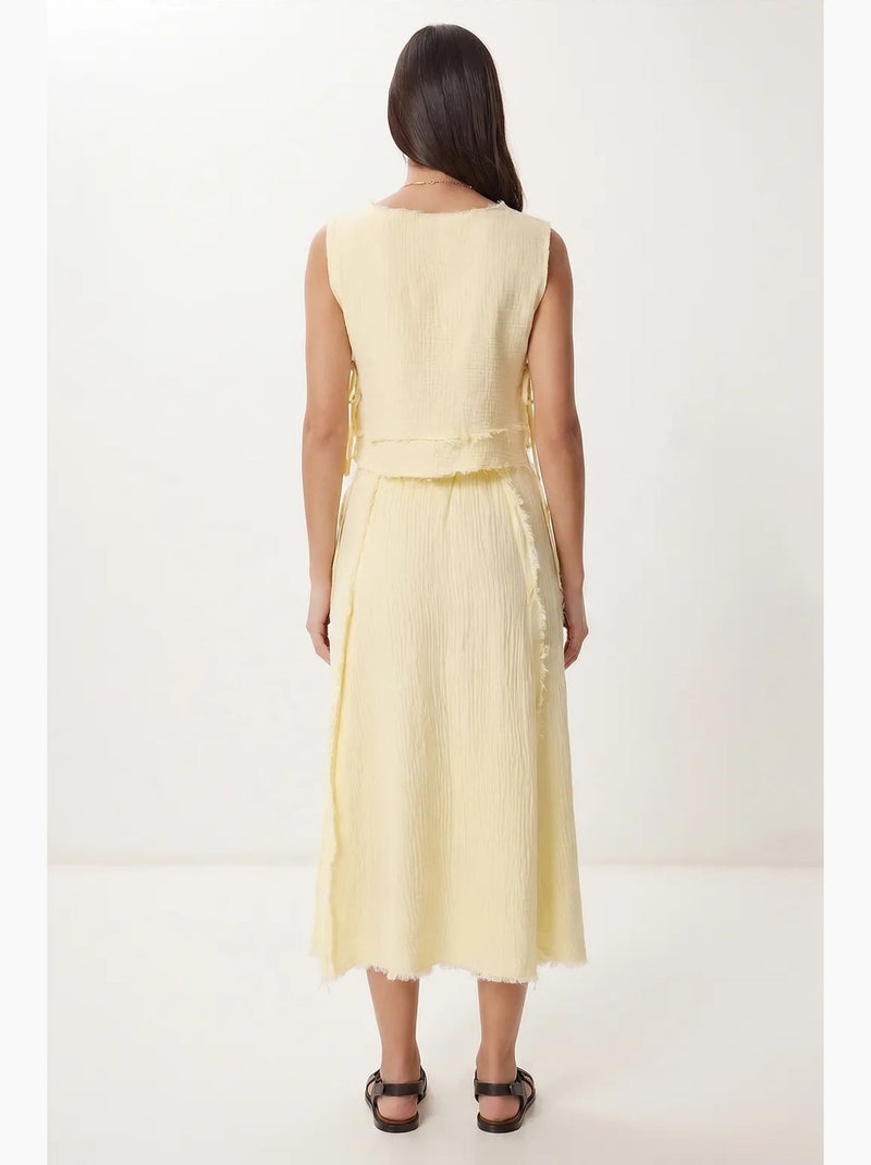 Conjunto de algodão com blusa sem mangas e saia midi istanbul Amarelo-limão - Kiabi