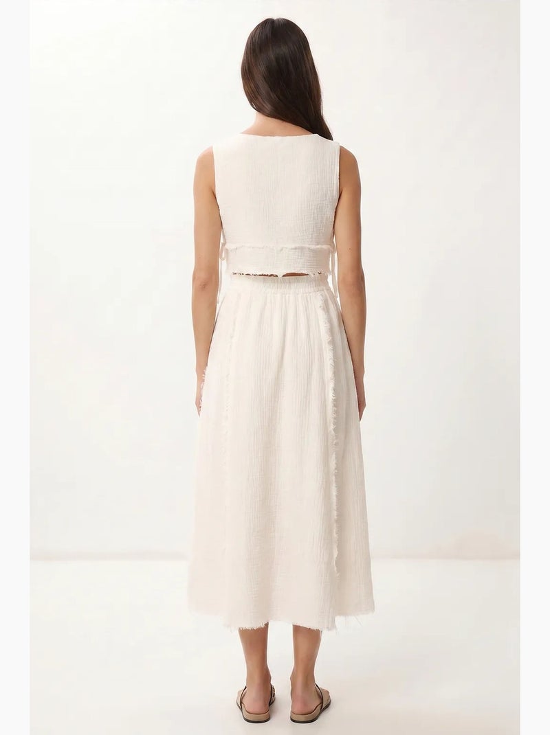 Conjunto de algodão com blusa sem mangas e saia midi istanbul Branco sujo - Kiabi