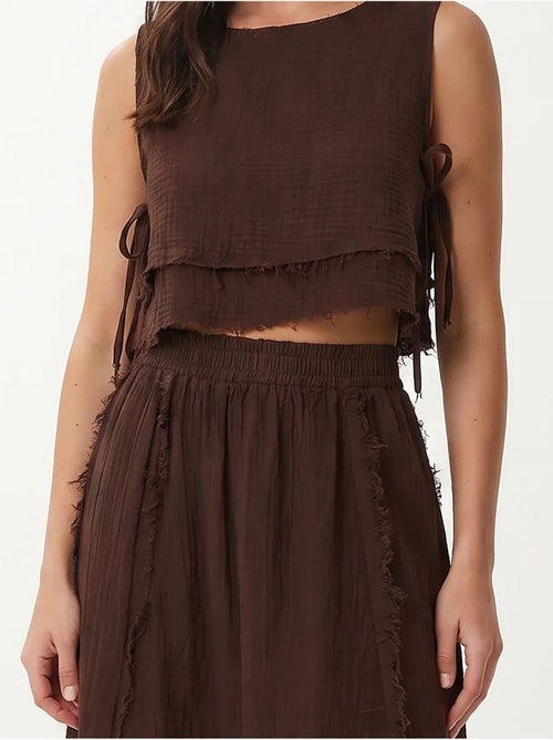 Conjunto de algodão com blusa sem mangas e saia midi istanbul - Kiabi Conjunto de algodão com blusa sem mangas e saia midi istanbul - Kiabi