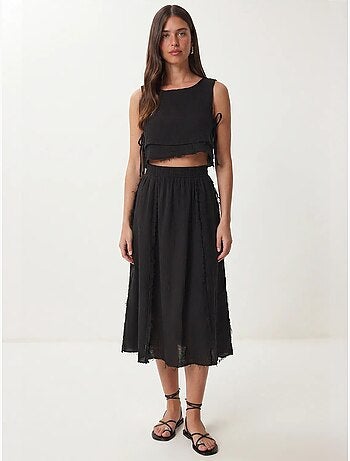Conjunto de algodão com blusa sem mangas e saia midi istanbul