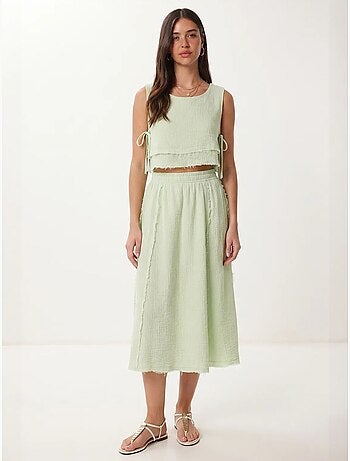 Conjunto de algodão com blusa sem mangas e saia midi istanbul