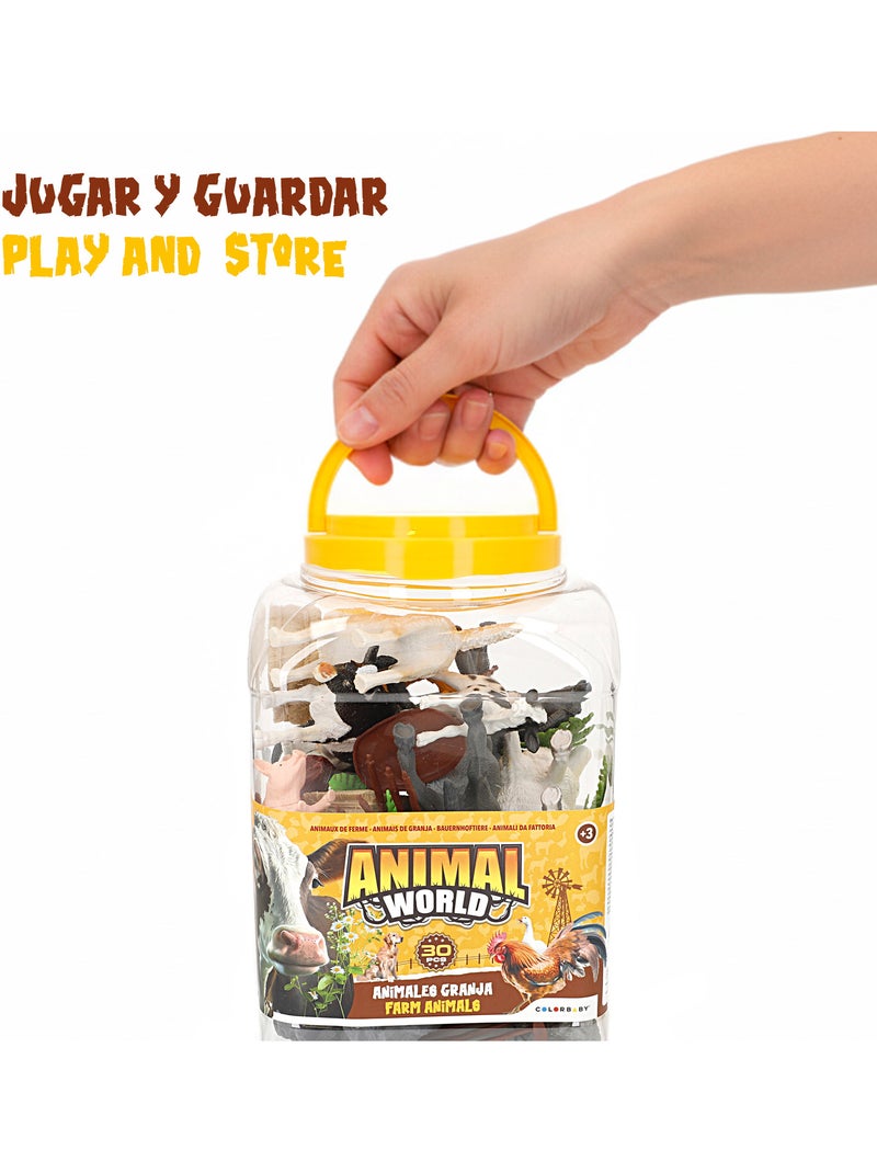 Conjunto de animais da fazenda com tapete e acessórios, 30 peças. Animal world N/D - Kiabi