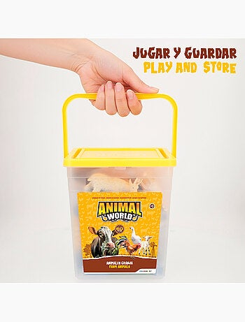 Conjunto de animais da fazenda com tapete e acessórios, 60 peças. Animal world