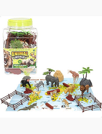 Conjunto de animais selvagens com tapete e acessórios, 30 peças. Animal world