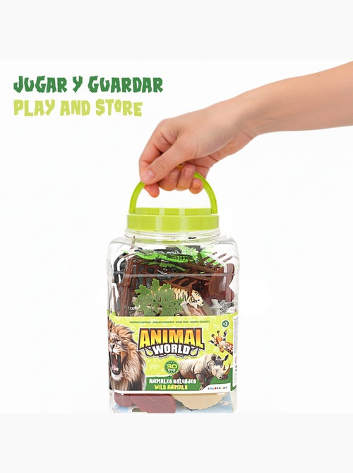 Conjunto de animais selvagens com tapete e acessórios, 30 peças. Animal world - Kiabi Conjunto de animais selvagens com tapete e acessórios, 30 peças. Animal world - Kiabi
