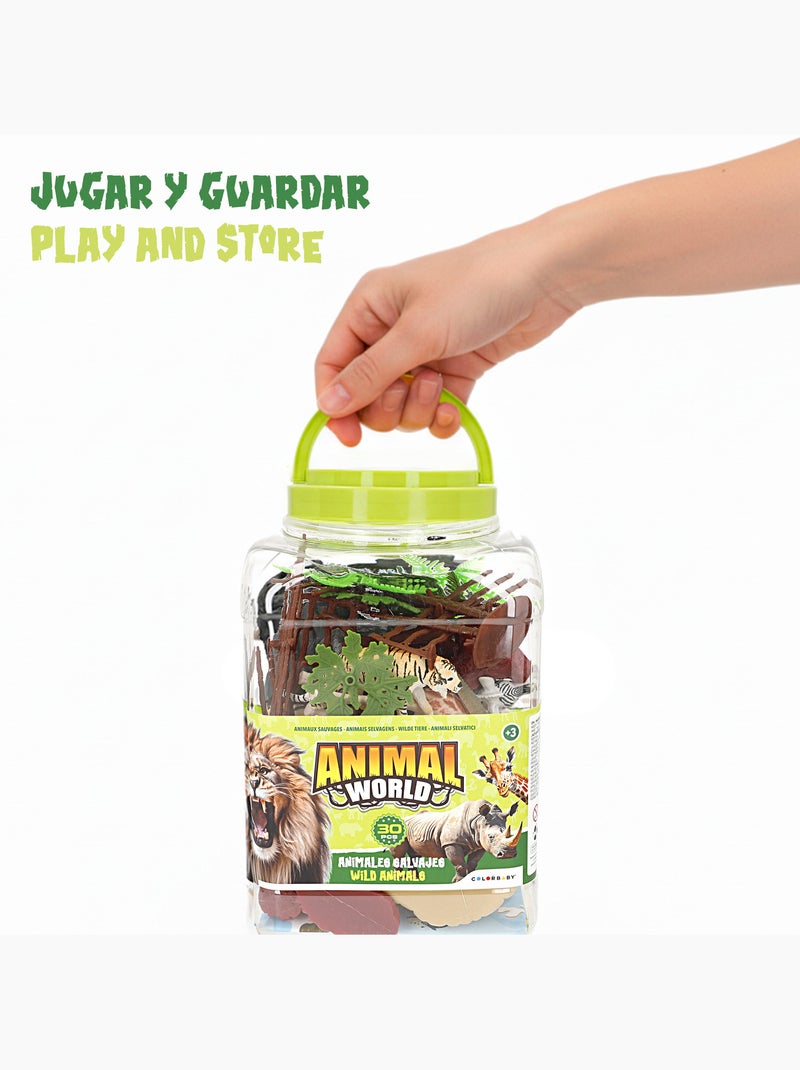 Conjunto de animais selvagens com tapete e acessórios, 30 peças. Animal world N/D - Kiabi