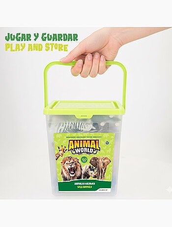 Conjunto de animais selvagens com tapete e acessórios, 60 peças. Animal world