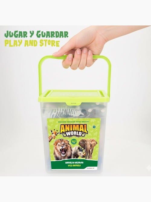 Conjunto de animais selvagens com tapete e acessórios, 60 peças. Animal world - Kiabi Conjunto de animais selvagens com tapete e acessórios, 60 peças. Animal world - Kiabi