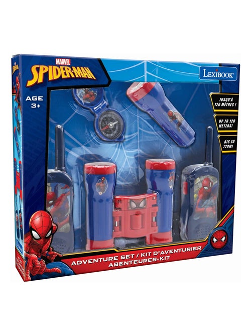 Conjunto de aventura spiderman com walkie talkies até 120 m, binóculos e bússola - Kiabi