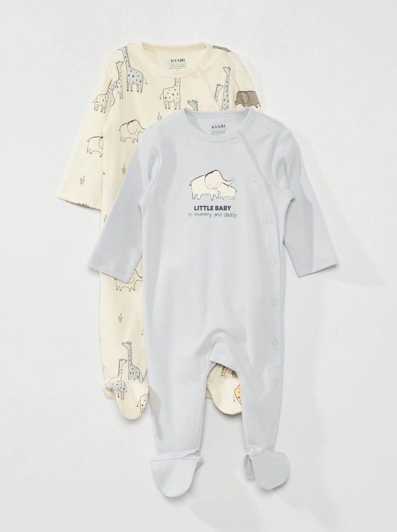 Conjunto de baby-grows - 2 peças BRANCO - Kiabi