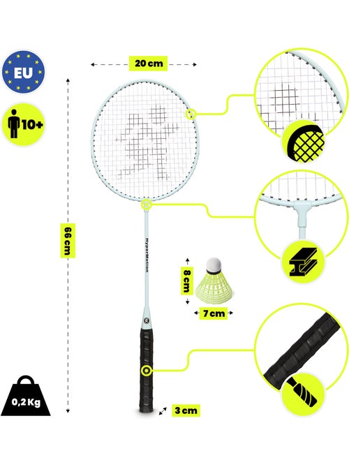 Conjunto de badminton hypermotion – 2 raquetes e volante – verde sálvia - Kiabi