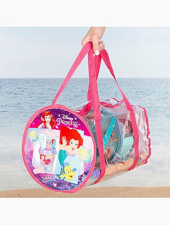 Conjunto de balde de praia a pequena sereia com acessórios toalha e saco