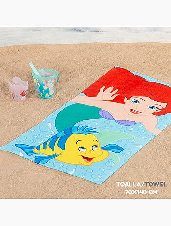 Conjunto de balde de praia a pequena sereia com acessórios toalha e saco