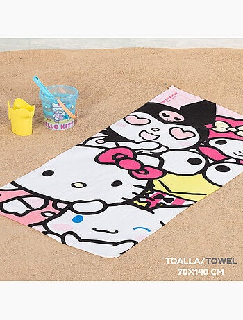Conjunto de balde de praia hello kitty com acessórios toalha e saco