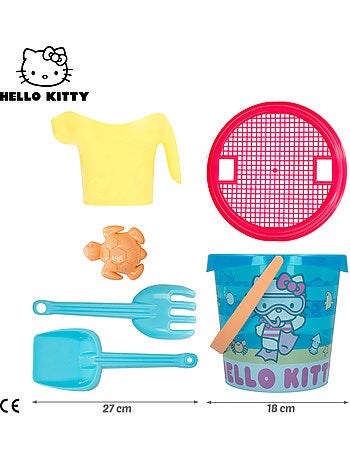 Conjunto de balde de praia hello kitty com acessórios toalha e saco