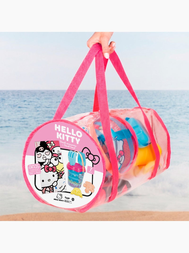 Conjunto de balde de praia hello kitty com acessórios toalha e saco N/D - Kiabi