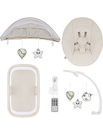 Conjunto de baloiço e alcofa elétrica 360° LIONELO Vivi - 12 melodias - 3 modos - Comando à distânci