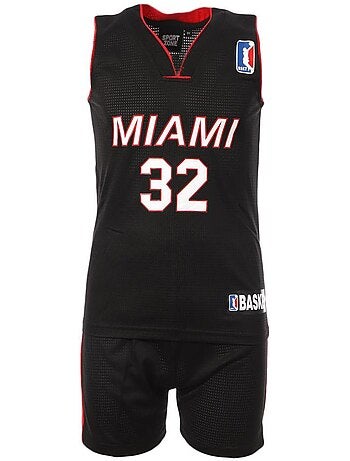Conjunto de Basquetebol Júnior Miami Heat Preto/Vermelho Sport Zone