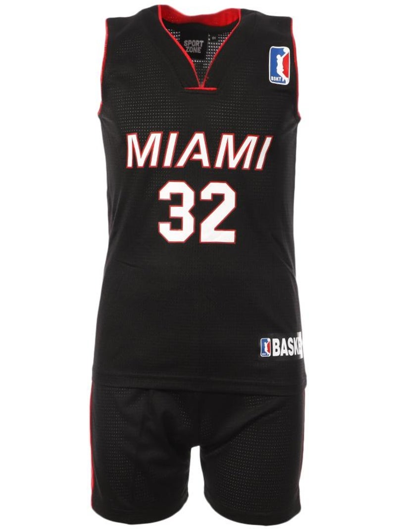 Conjunto de Basquetebol Júnior Miami Heat Preto/Vermelho Sport Zone Preto - Kiabi