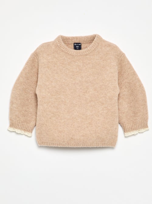 Conjunto de bebé menina de 2 peças - camisola + lenço com pormenores em macramé - Kiabi