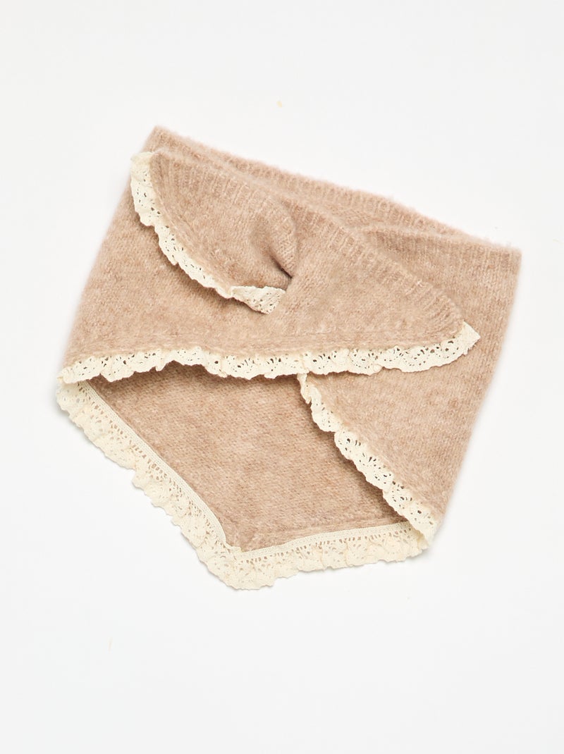Conjunto de bebé menina de 2 peças - camisola + lenço com pormenores em macramé Bege - Kiabi