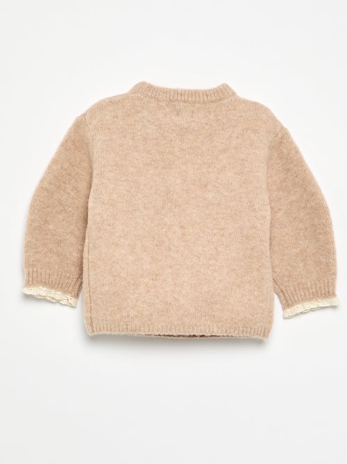Conjunto de bebé menina de 2 peças - camisola + lenço com pormenores em macramé - Kiabi