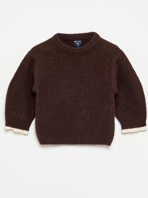Conjunto de bebé menina de 2 peças - camisola + lenço com pormenores em macramé - Kiabi