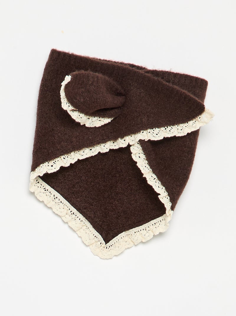 Conjunto de bebé menina de 2 peças - camisola + lenço com pormenores em macramé Castanho - Kiabi