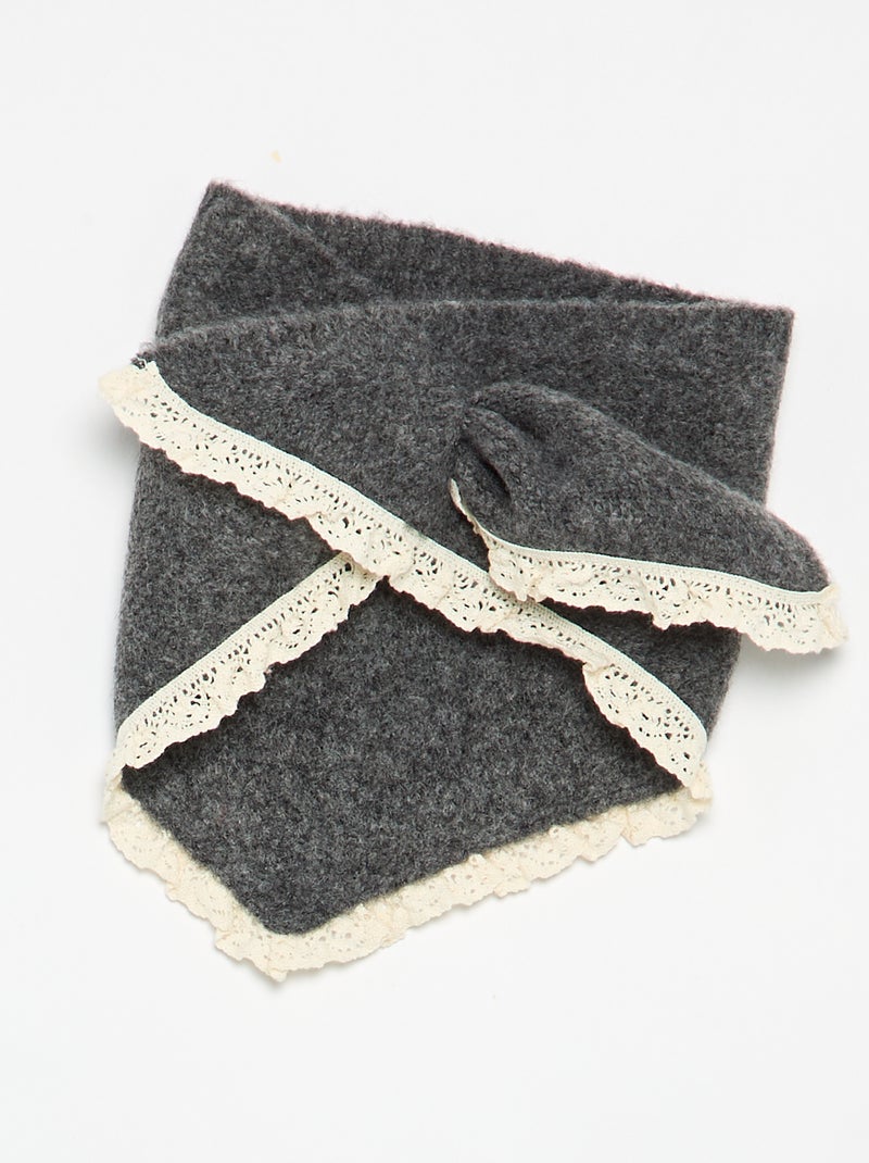 Conjunto de bebé menina de 2 peças - camisola + lenço com pormenores em macramé Cinza - Kiabi