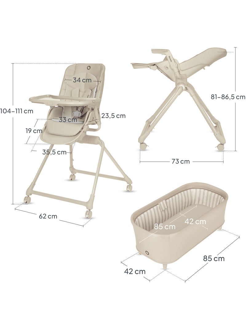 Conjunto de Berço 3 em 1 LIONELO Maddie – Cadeira de Alimentação – Conversível – Até 15 kg – 4 Rodas Bege - Kiabi