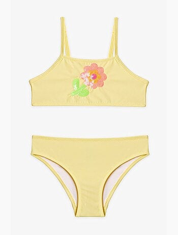 Conjunto de biquíni halter com lantejoulas para menina penti