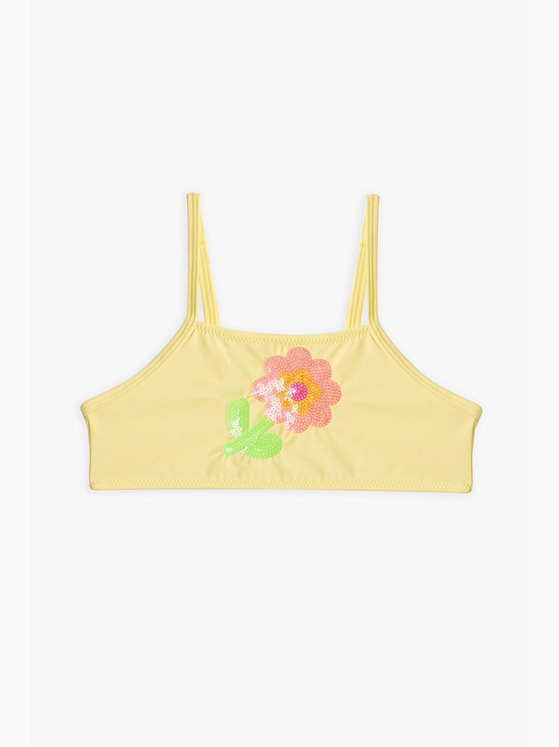 Conjunto de biquíni halter com lantejoulas para menina penti Amarelo-limão - Kiabi