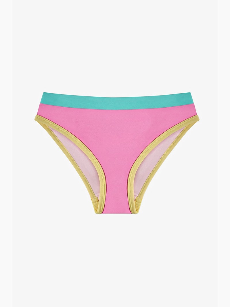Conjunto de biquíni infantil beauty halter aberto com padrão holograma penti Rosa/Amarelo - Kiabi