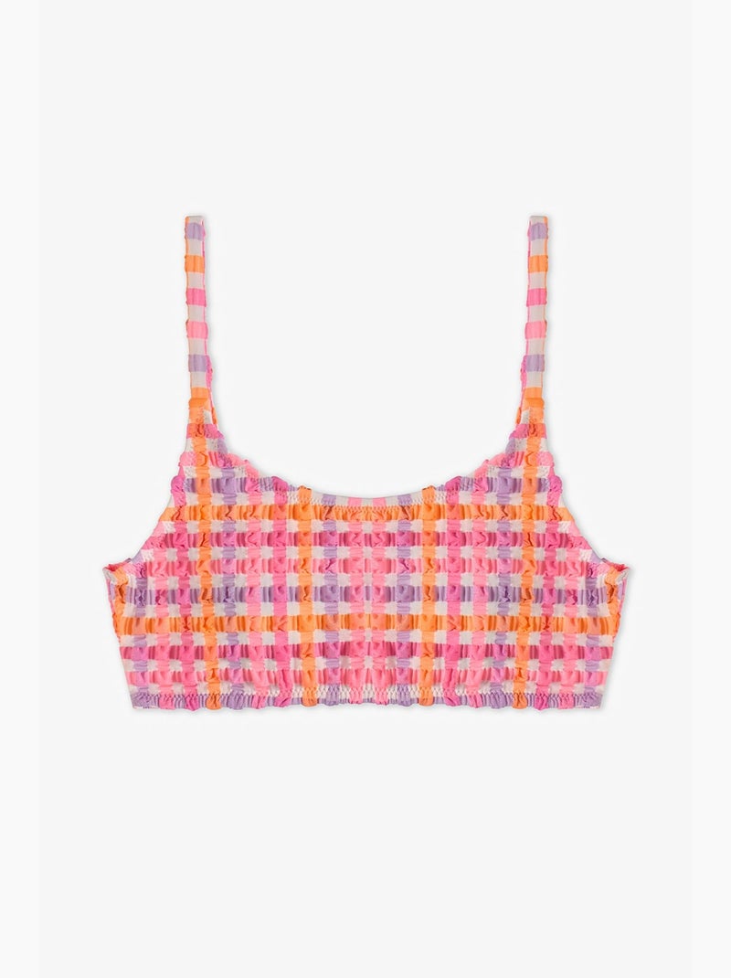 Conjunto de biquíni infantil vicky halter xadrez penti Rosa-fluo - Kiabi