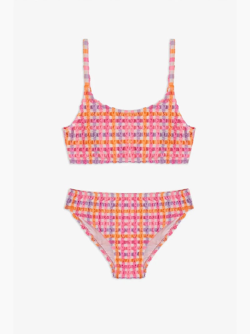 Conjunto de biquíni infantil vicky halter xadrez penti Rosa-fluo - Kiabi