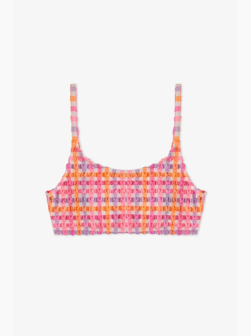 Conjunto de biquíni infantil vicky halter xadrez penti Rosa-fluo - Kiabi