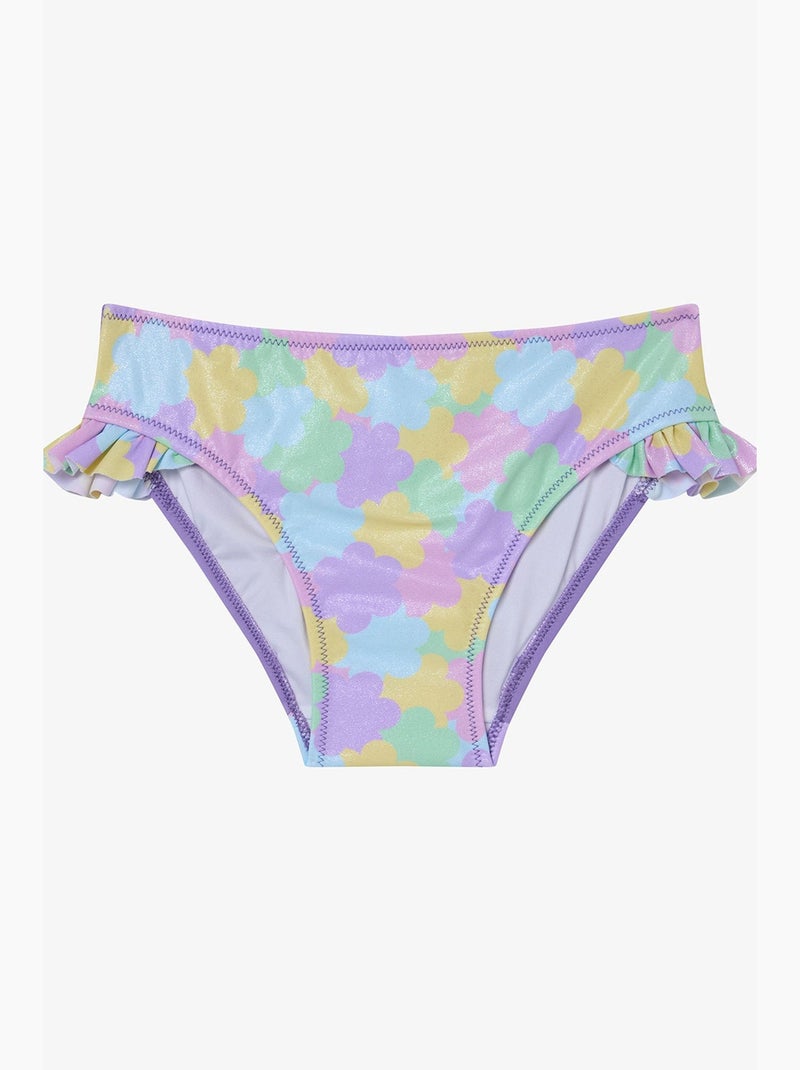 Conjunto de biquíni menina shiny flower com folhos e halter penti Lavanda - Kiabi
