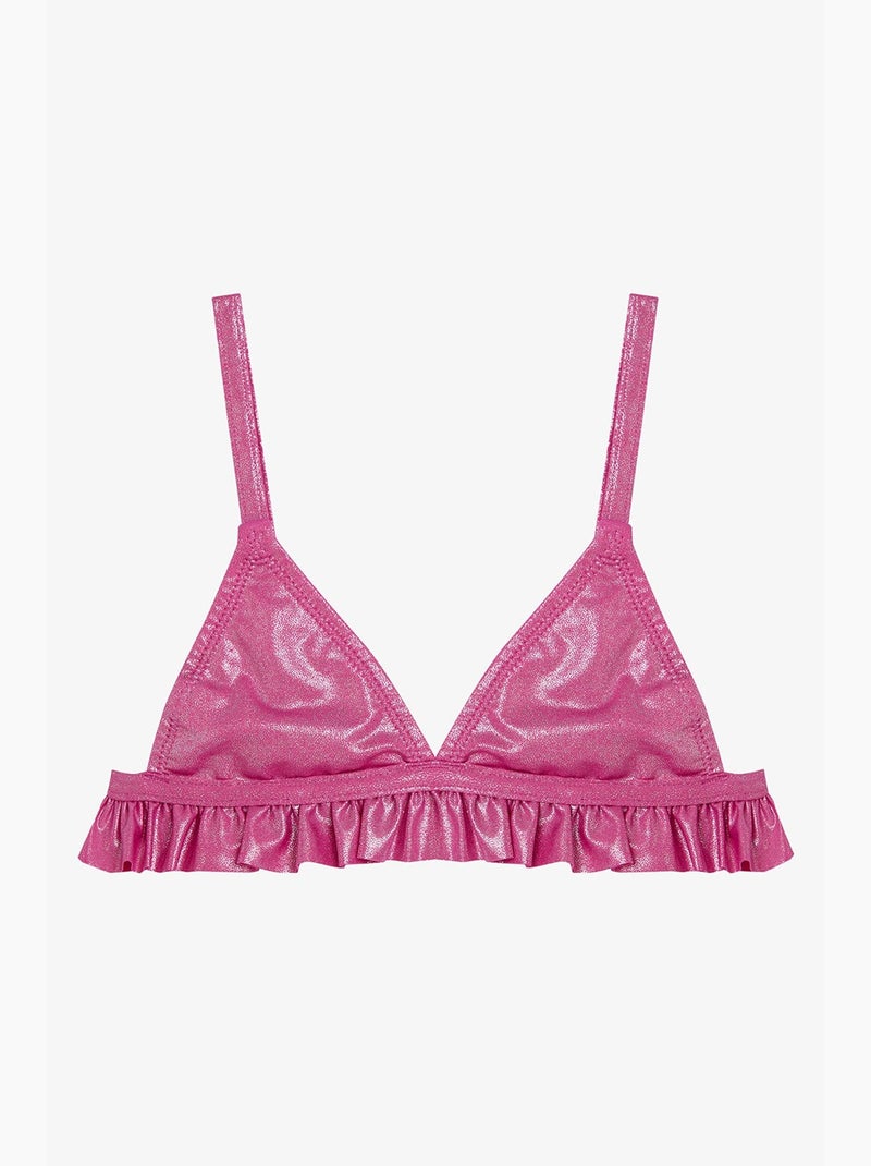 Conjunto de biquíni triangular brilhante menina penti Rosa-fluo/Solinotes - Kiabi