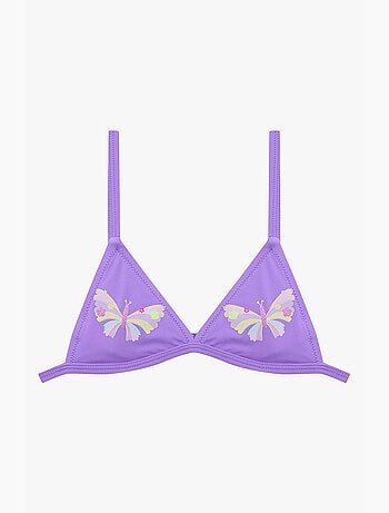 Conjunto de biquíni triangular com folhos butterfly para menina penti