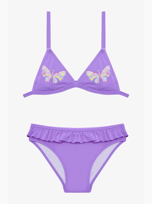 Conjunto de biquíni triangular com folhos butterfly para menina penti - Kiabi