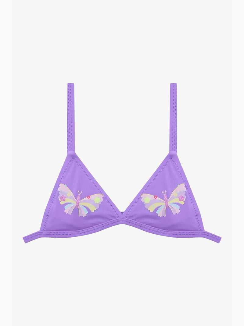 Conjunto de biquíni triangular com folhos butterfly para menina penti Lavanda - Kiabi