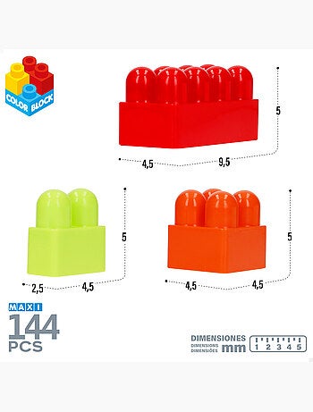 Conjunto de blocos de construção 144 peças maxi color block