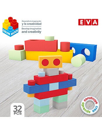 Conjunto de blocos de construção de borracha color block com 32 peças