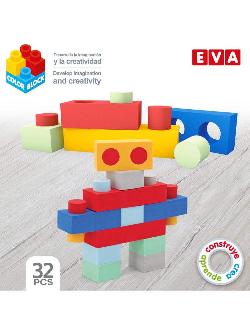 Conjunto de blocos de construção de borracha color block com 32 peças N/D - Kiabi