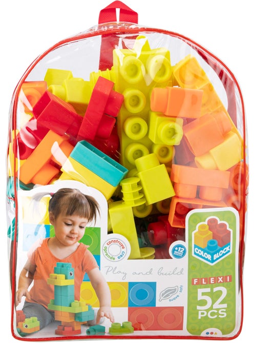 Conjunto de blocos de construção flexi de 52 peças color block - Kiabi